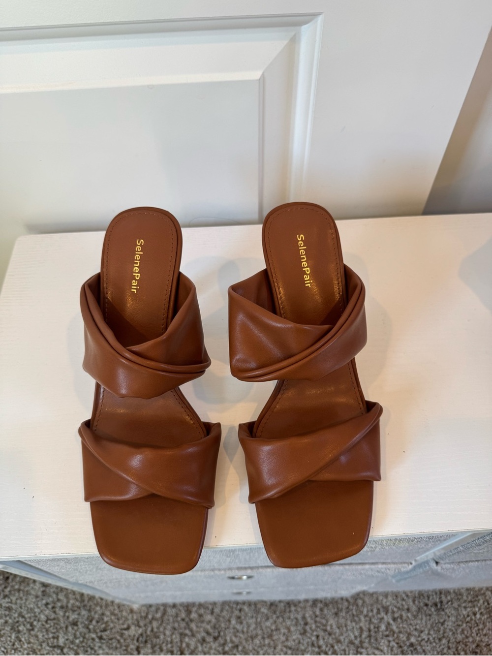 Women’s Tan Twisted Strap Slide Mules